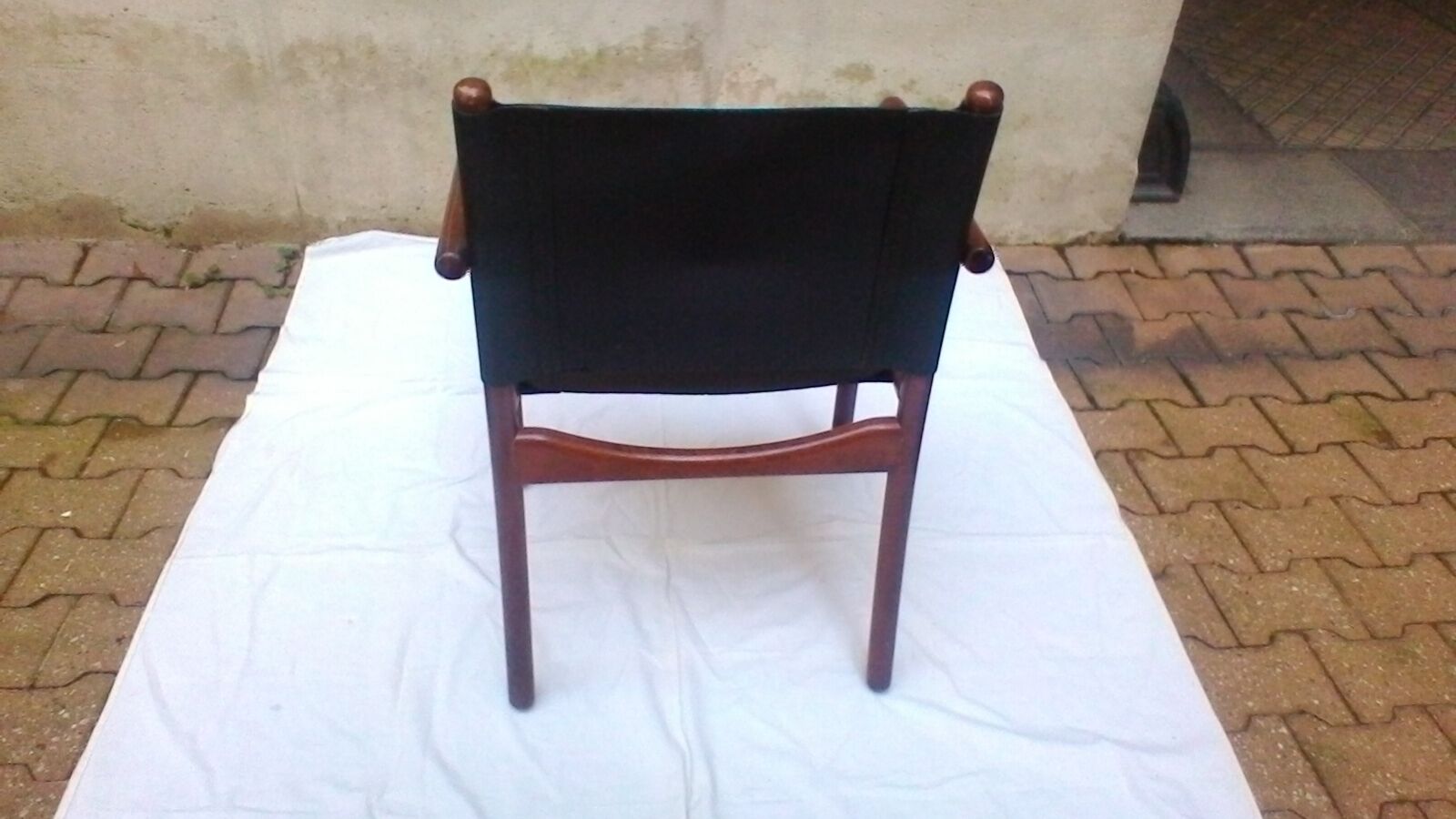 Fauteuil bois et cuir