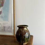 Vase grès flammé vert