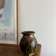 Green flamed stoneware vase