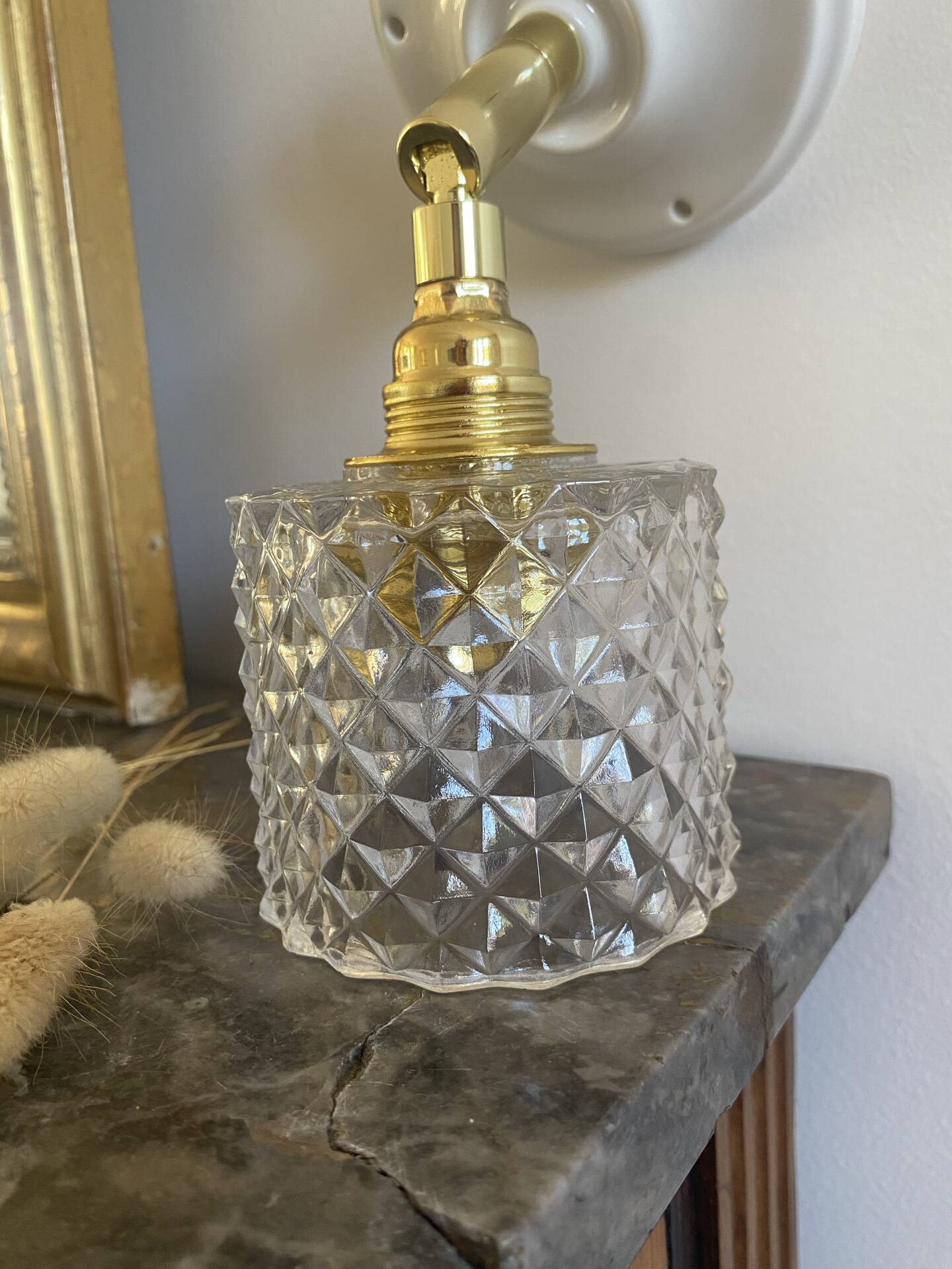 Pair of vintage glass globe wall sconces