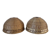 Pair of rattan pendant lights