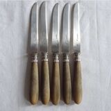 5 anciens couteaux à fruit, lame en argent, sabatier