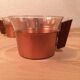 6 Scandinavian cups copper and teak Schott & Gen glass 70's