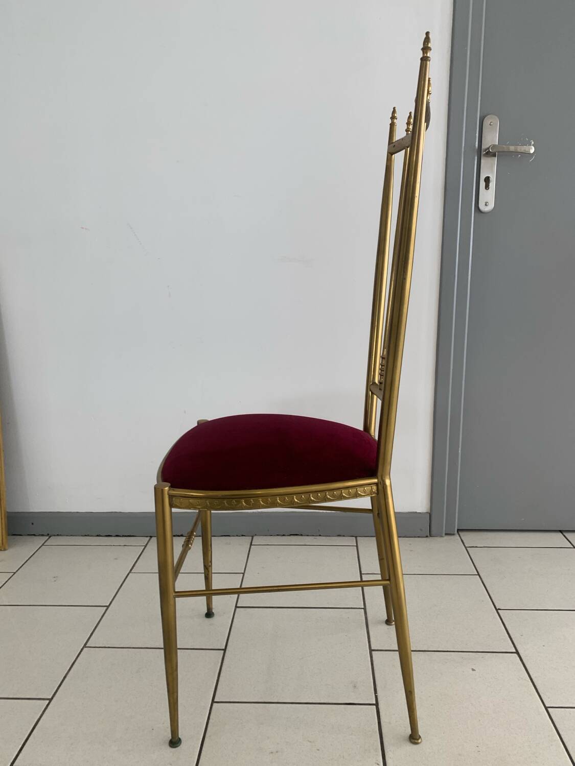 Vintage Chiavari Velvet Chair Circa 1960 Italy