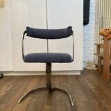 2 chaises "space age" velours bleu gris remises à neufs