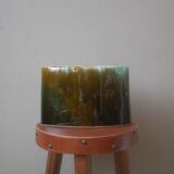Contemporary design ceramic vase handcrafted organic pattern green tones khaki turquoise