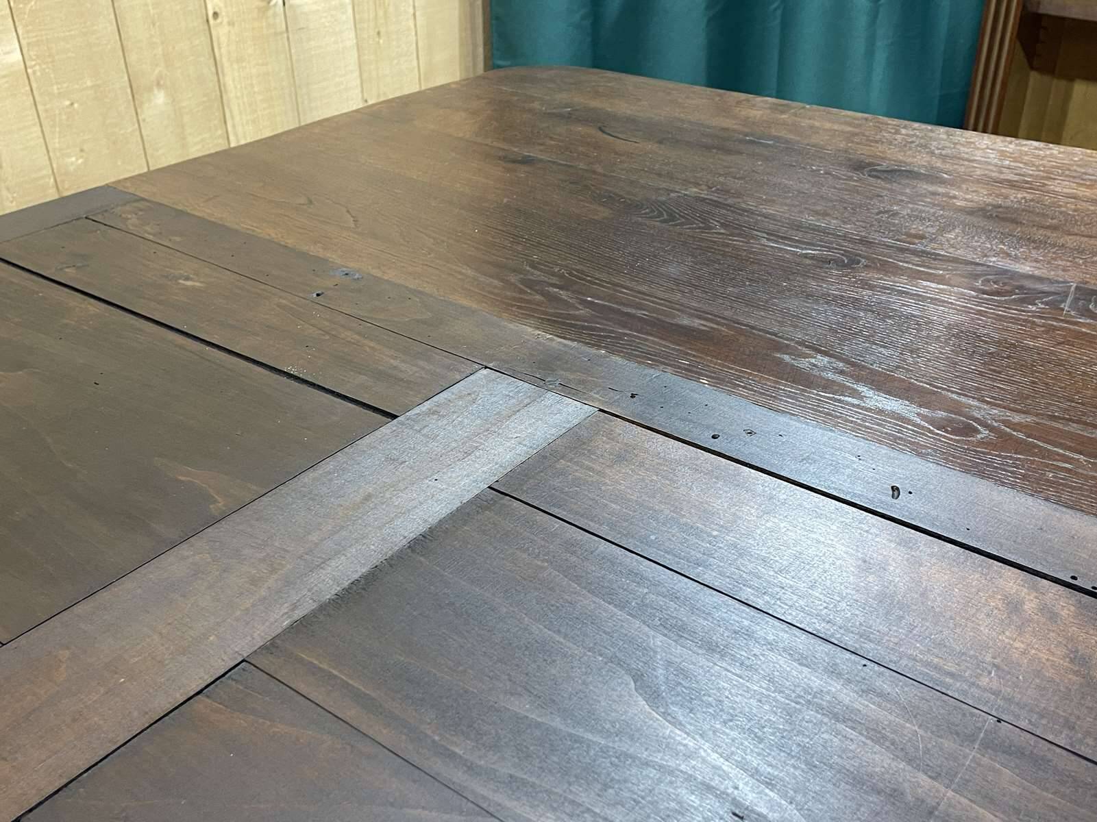 Oak dining table with beech base and 3 extensions