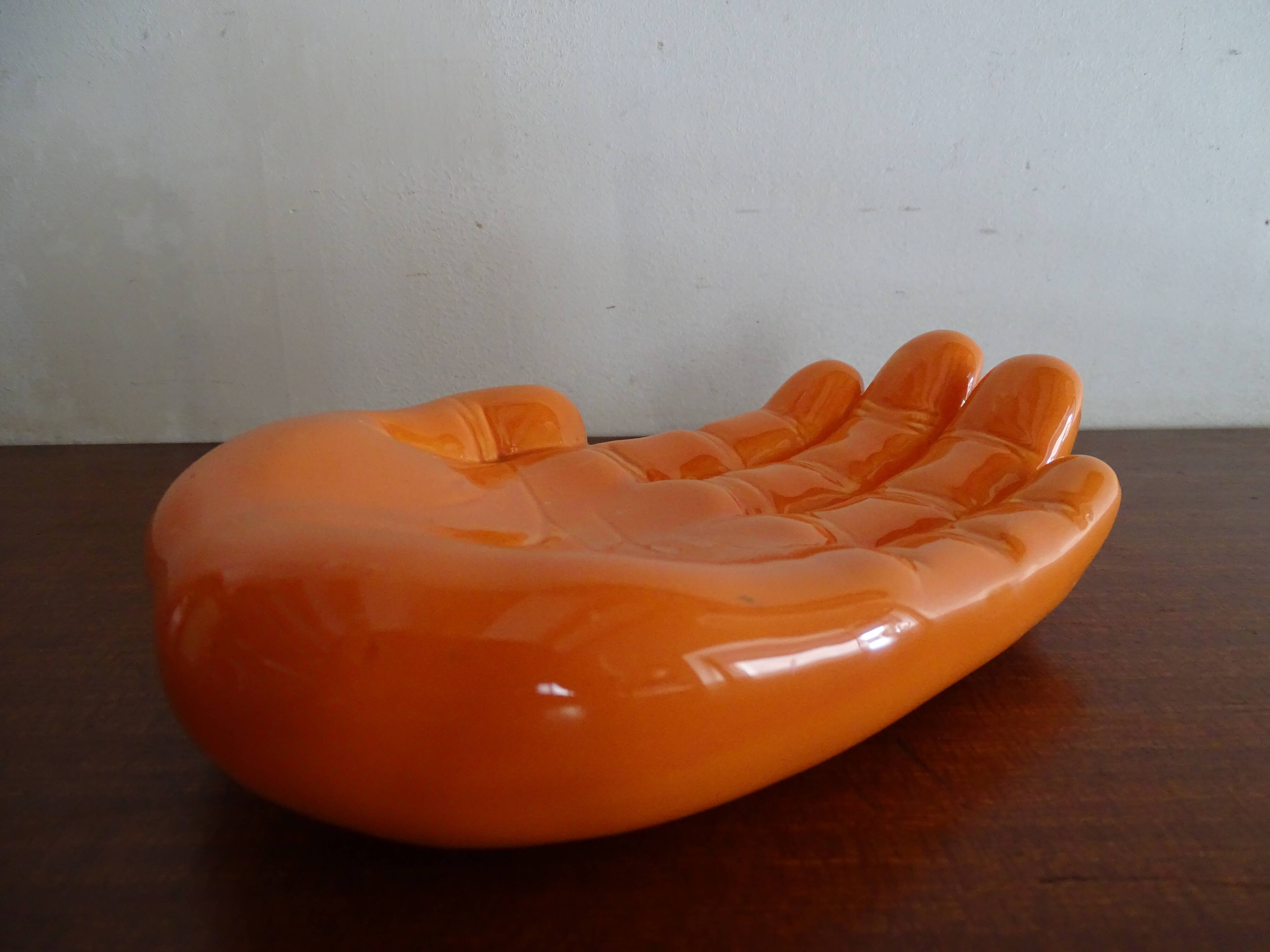Empty pocket hand vintage ceramic orange