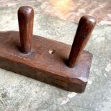 Brutalist wall coat rack 4 dark wood hooks