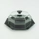 Arcoroc octime cake plate with cloche or cheese dome black and clear glass