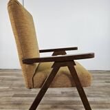 Fauteuil inclinable en bois et tissu des années 70