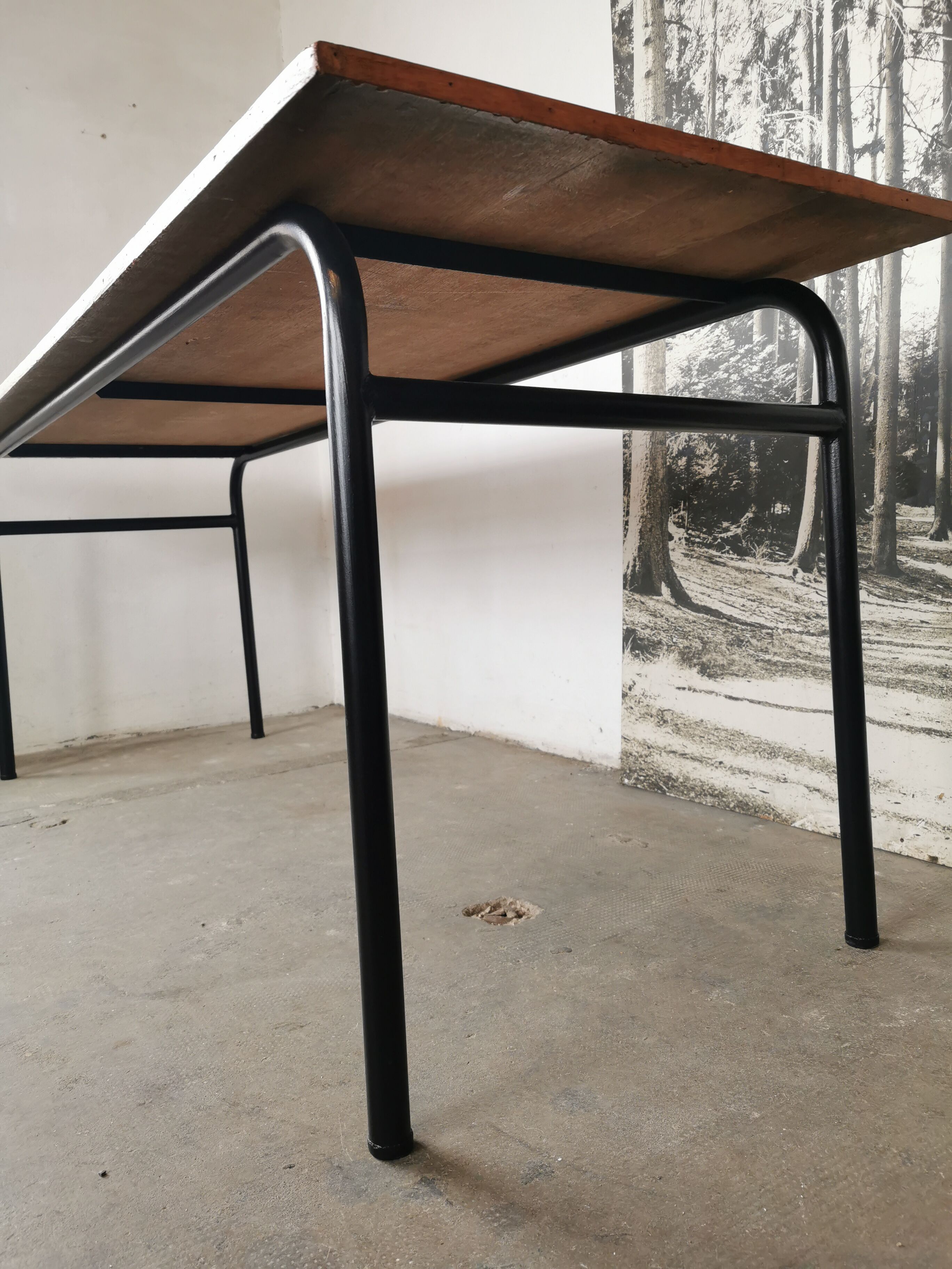 Refectory table Mullca metal and wood 1960