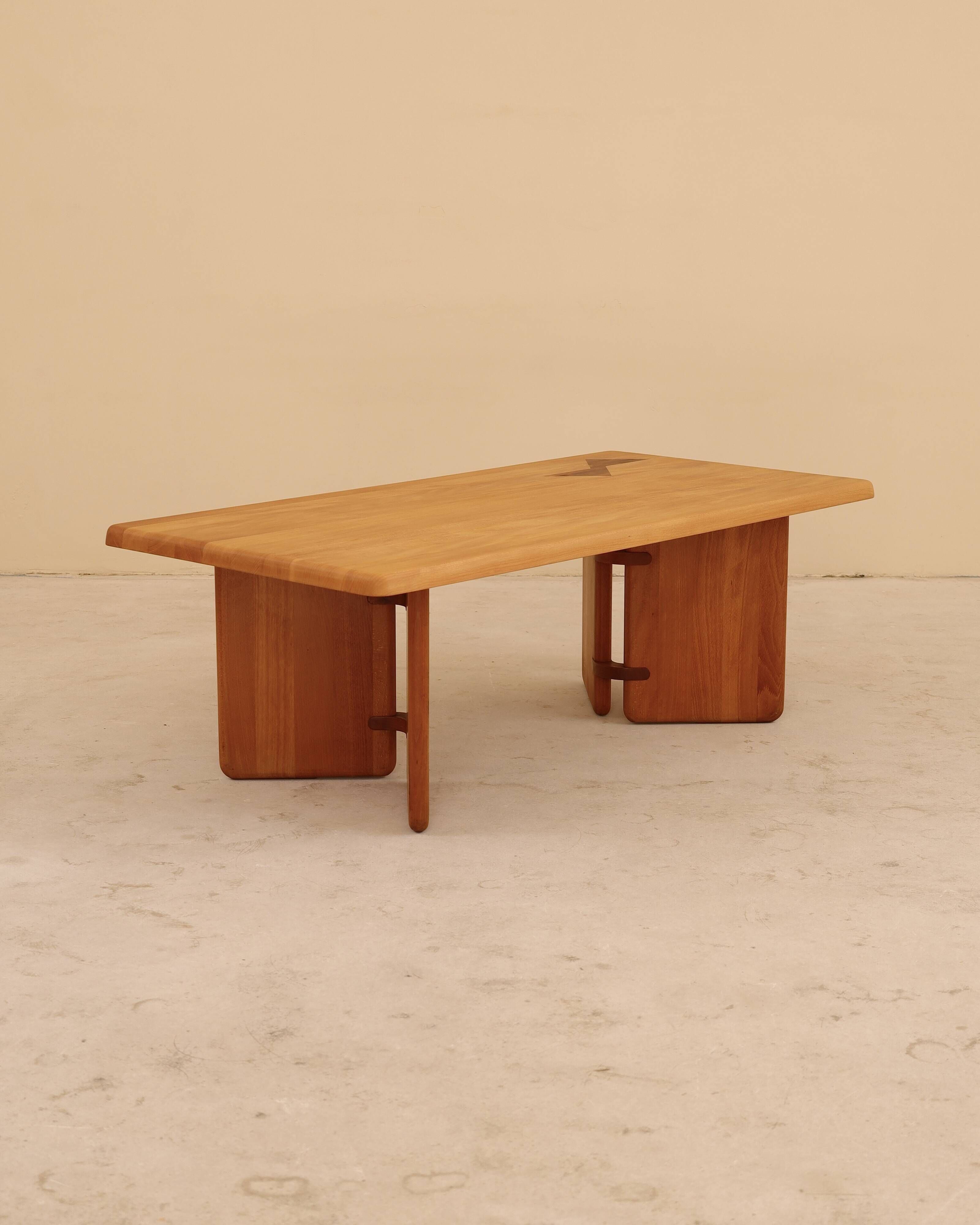 Table basse en hêtre massif, Seltz, France, 1988