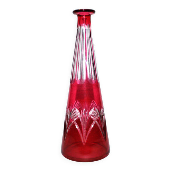 Carafe à liqueur en cristal doublé overlay rouge Saint-Louis – H21,5cm