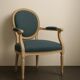 Louis XVI cabriolet armchair in blue velvet and wood, restored.