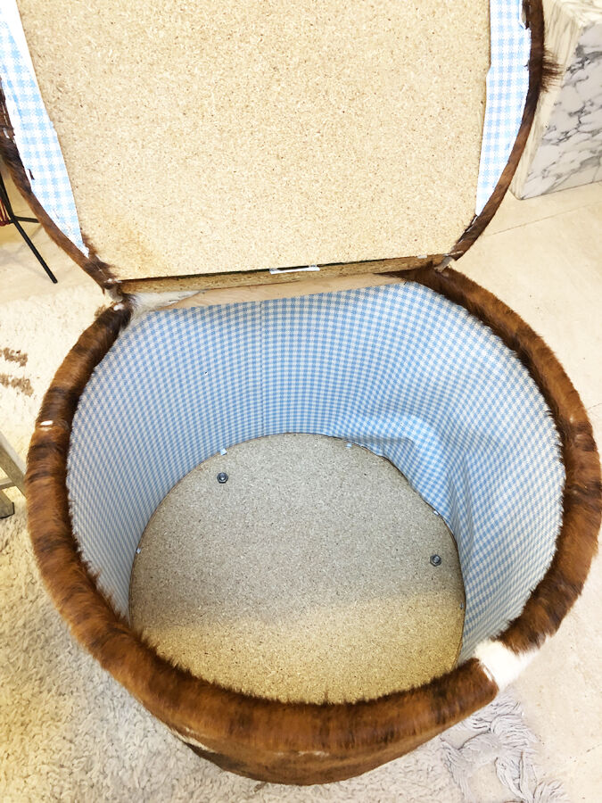 Chest stool in cowhide 1970