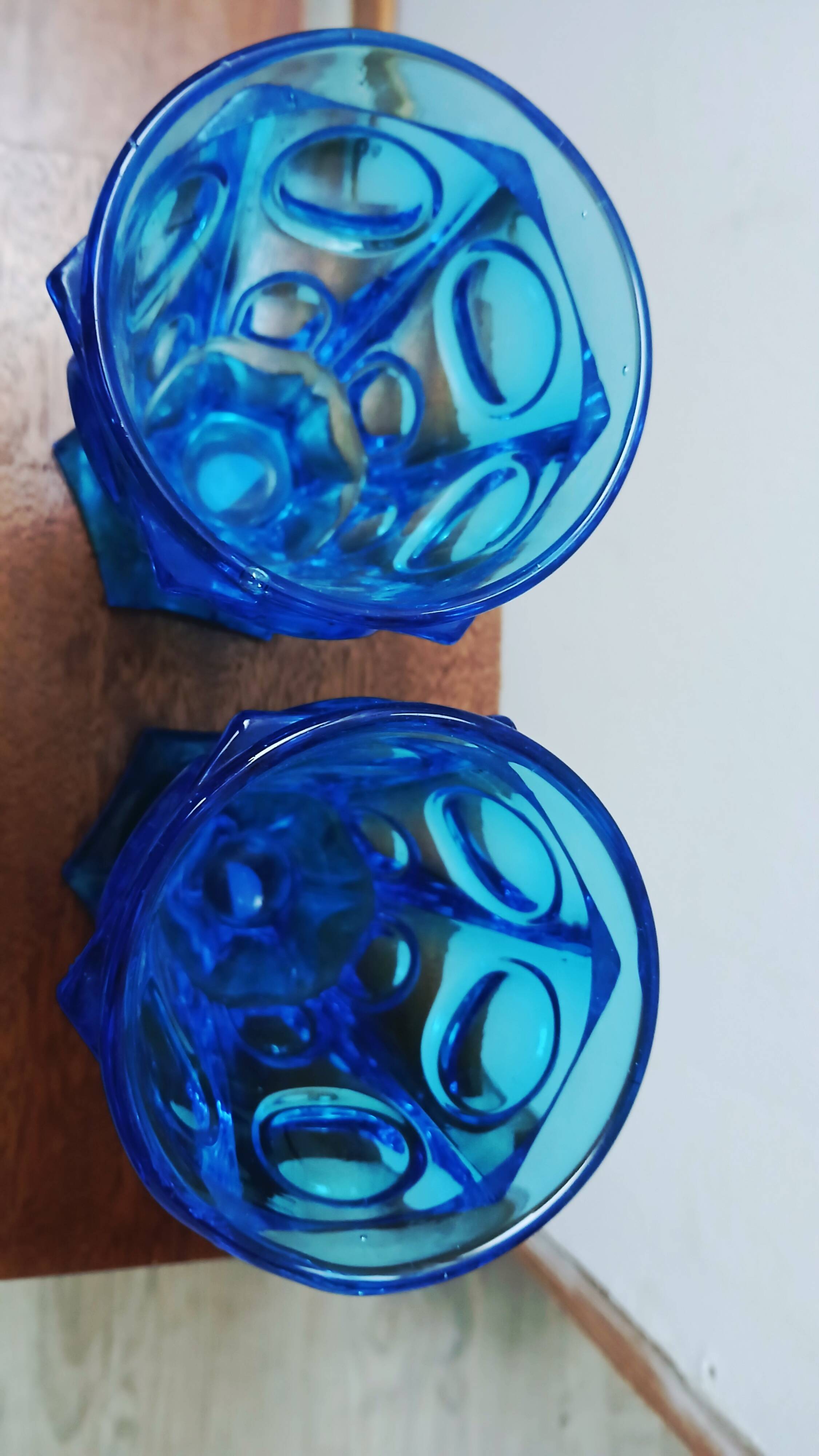 2 antique blue Charles X glasses