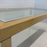 Italian Table Parchment and Glass, Attr. Aldo Tura, 1970s