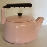 Pink enamelled tin kettle