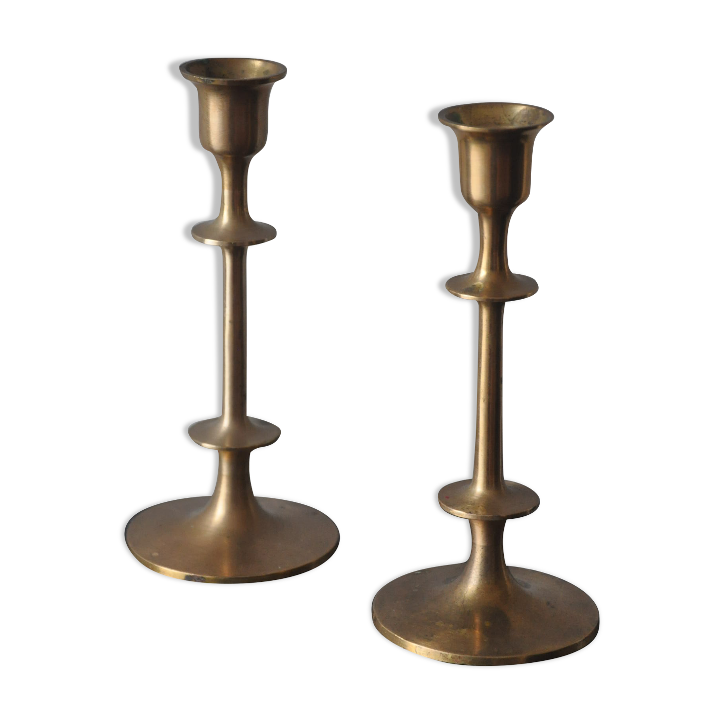 Pair of vintage Scandinavian brass candle holders