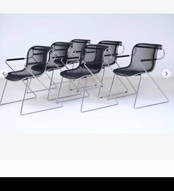 6 chaises Pénélope par Charles Pollock 1980