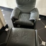 Vico magistretti, Maralunga for Cassina, in Leather with Footrest