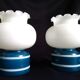 Pair of duck blue and white opaline lamps