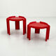Paire de Table d'appoints Rouge par Giotto Stoppino pour Kartell, 1970