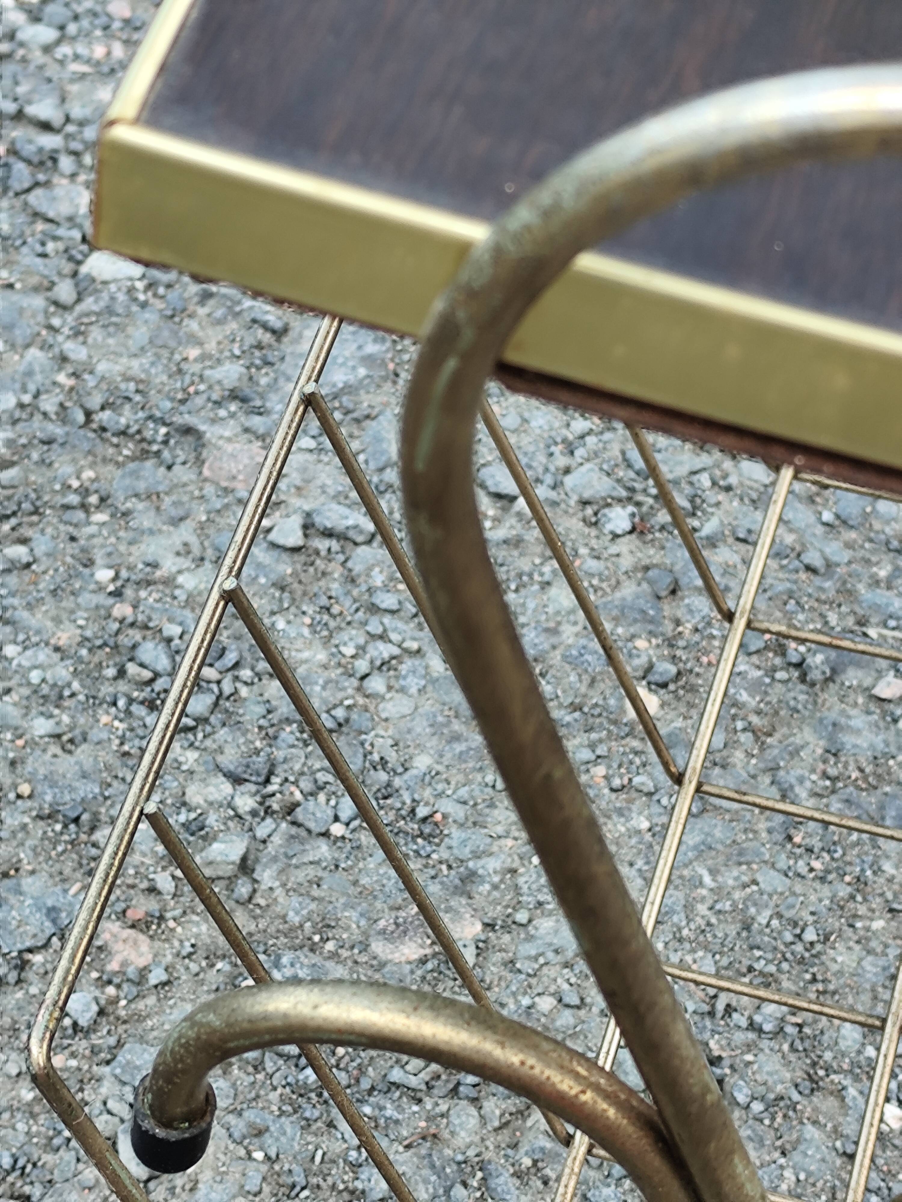 Magazine and document rack, Formica, chrome, gold finish