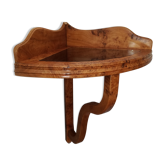 étagère console d 'angle en loupe d'orme