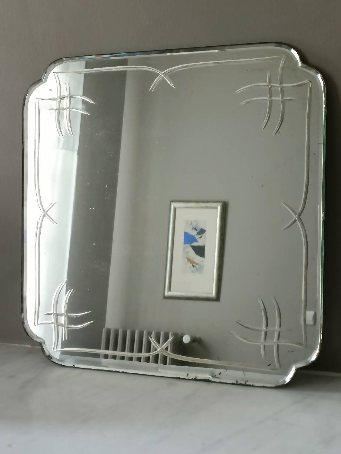 Art deco engraved mirror