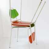 Pair of fiberglass and metal 1950 vintage chairs: french work of the 1950s