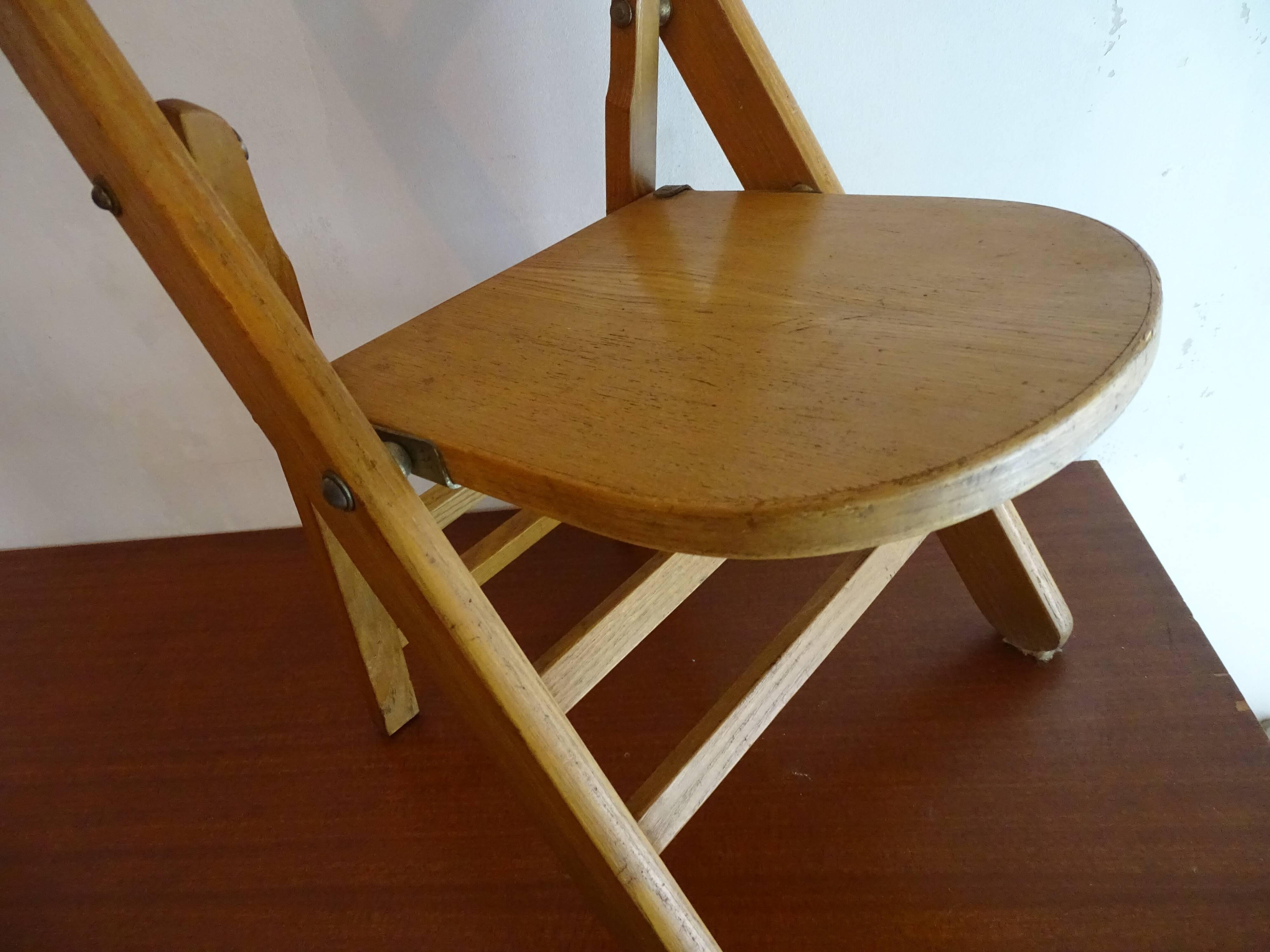 Wooden vintage children's folding chair