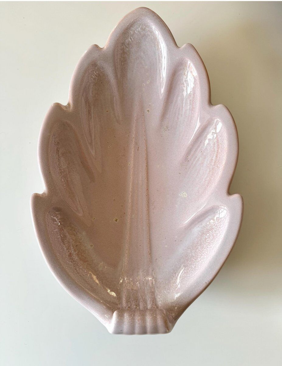 Large leaf-shaped stoneware bowl by Gunnar Nylund for Rörstrand, Sweden 1960s