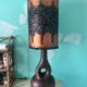 Large vintage ceramic floor lamp accolay & brutalist copper - 10