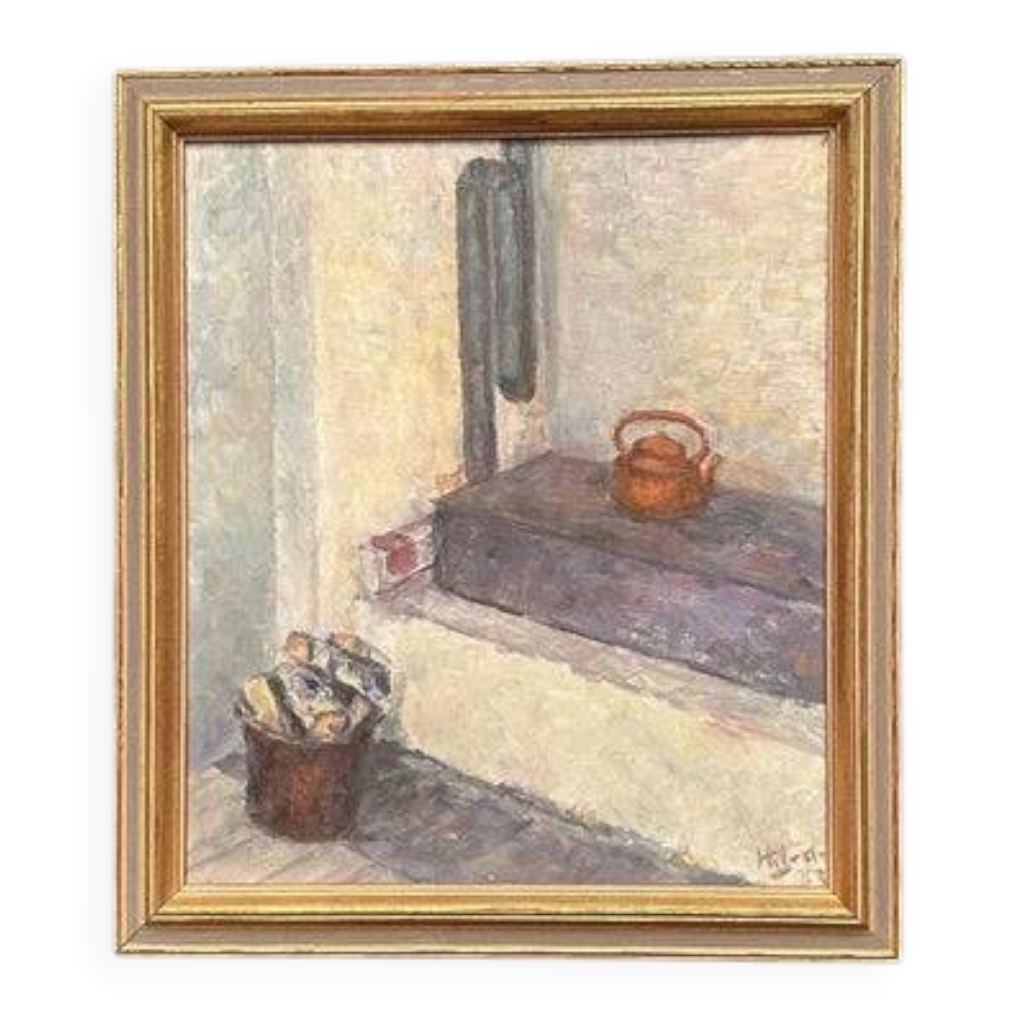 Original Swedish Oil on Panel – “Oven in the Studio” by Hanne Jönsson