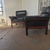 Paire de fauteuils Scala en cuir noir