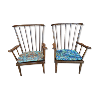 Pair of Baumann fan lounge chairs vintage 1965