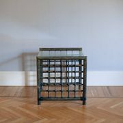Vintage nesting tables in bamboo with glass top by Gallotti & Radice, 1970, set of 3.