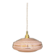 Vintage pendant lampshade in pink Clichy glass with gold trim