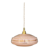 Vintage pendant lampshade in pink Clichy glass with gold trim