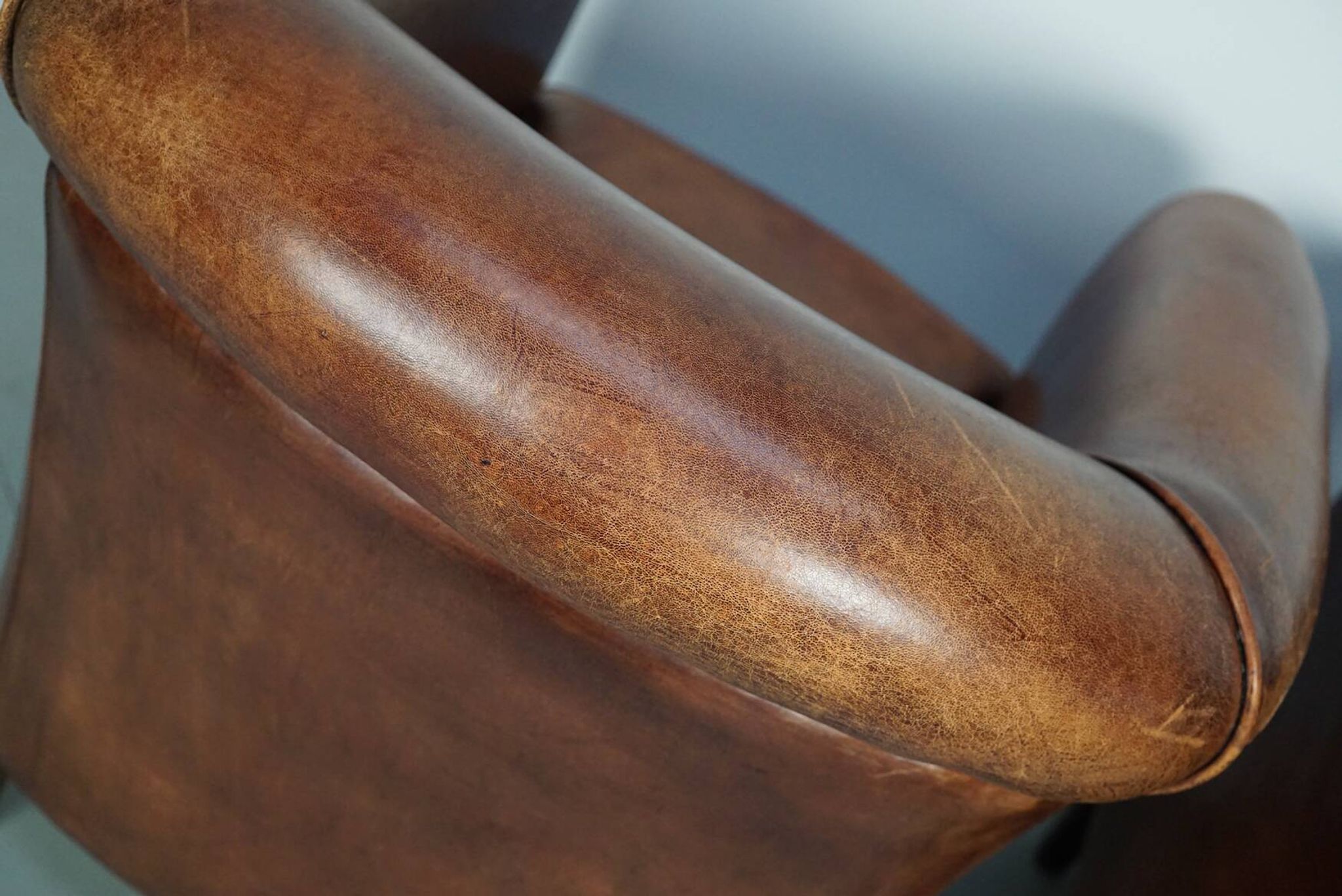 Vintage Dutch cognac coloured leather club chair, set of 2