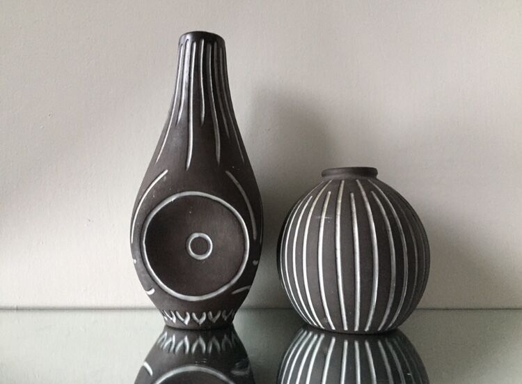 Deux vases danois vintage en grès