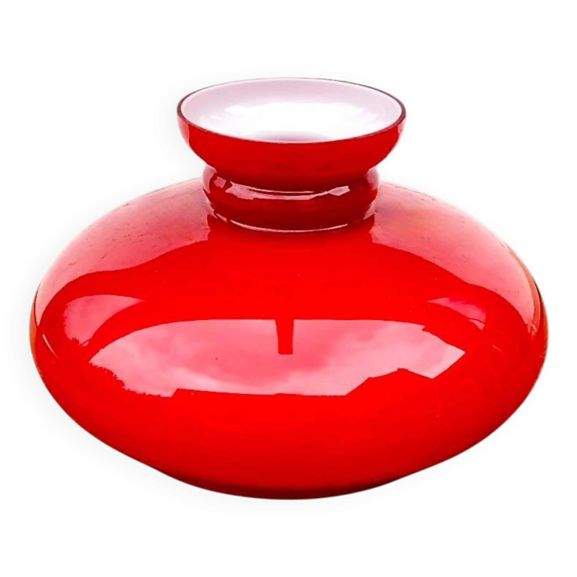 Vintage red and white opaline pendant globe