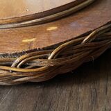 Curved rattan mirror 70s