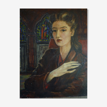 Potrait woman oil on canvas 1946
