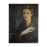Potrait femme huile sur toile 1946