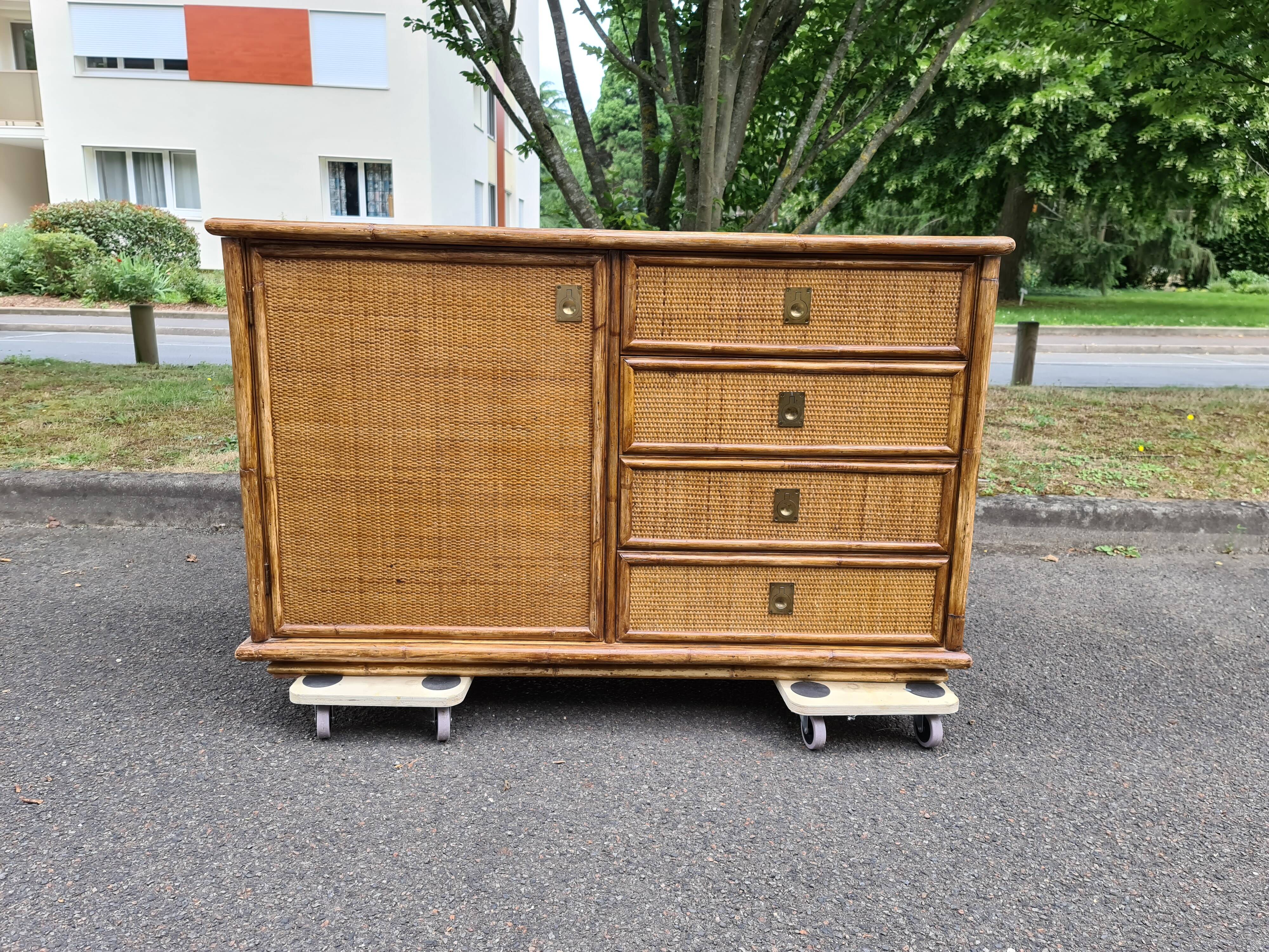 Bamboo rattan buffet Dal Vera 1960-70
