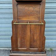 Antique hall coat rack – mirror, hooks & umbrella stand