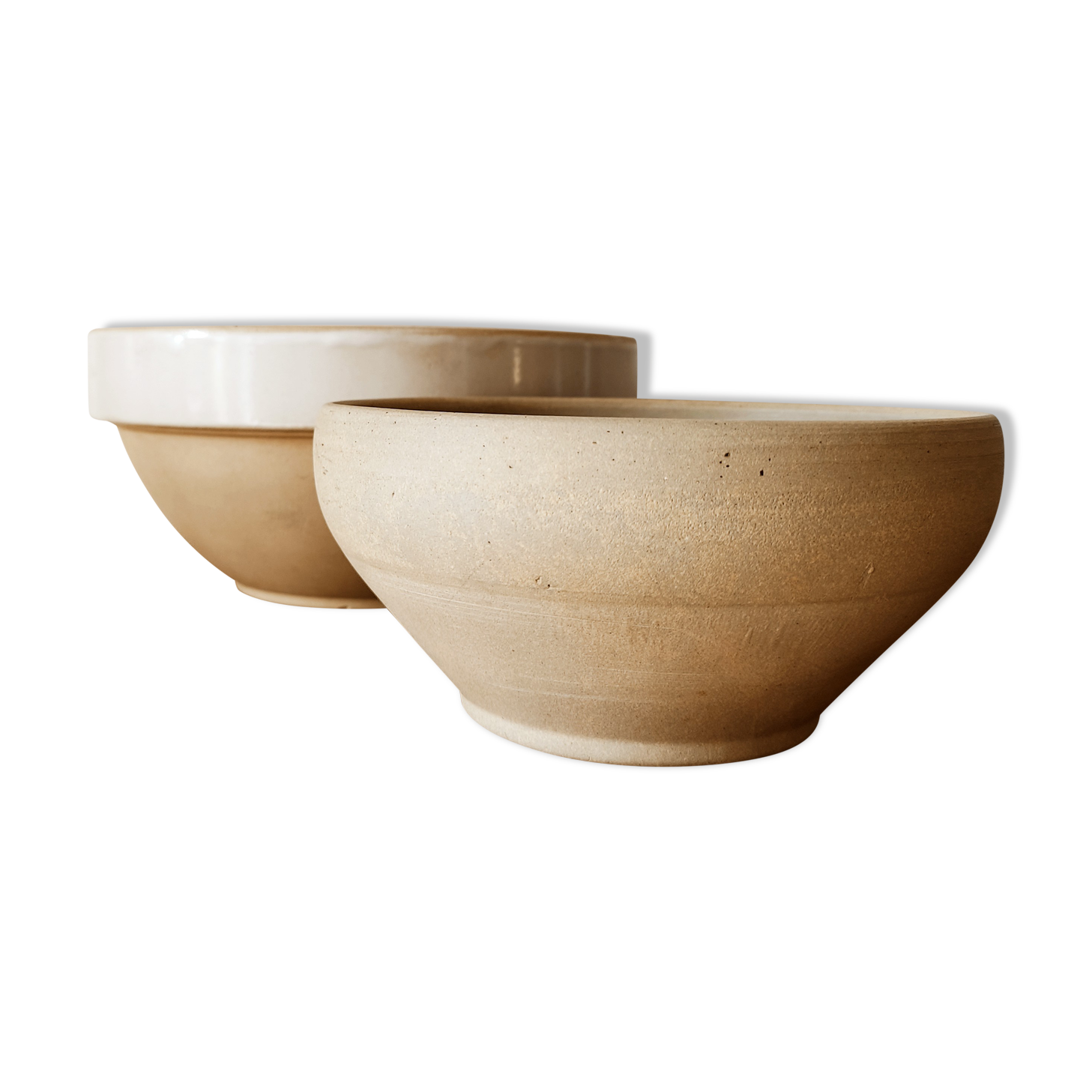 Duo of salad bowls in beige sandstone Digoin